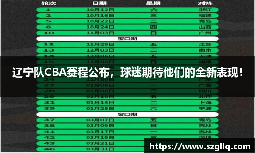 辽宁队CBA赛程公布，球迷期待他们的全新表现！